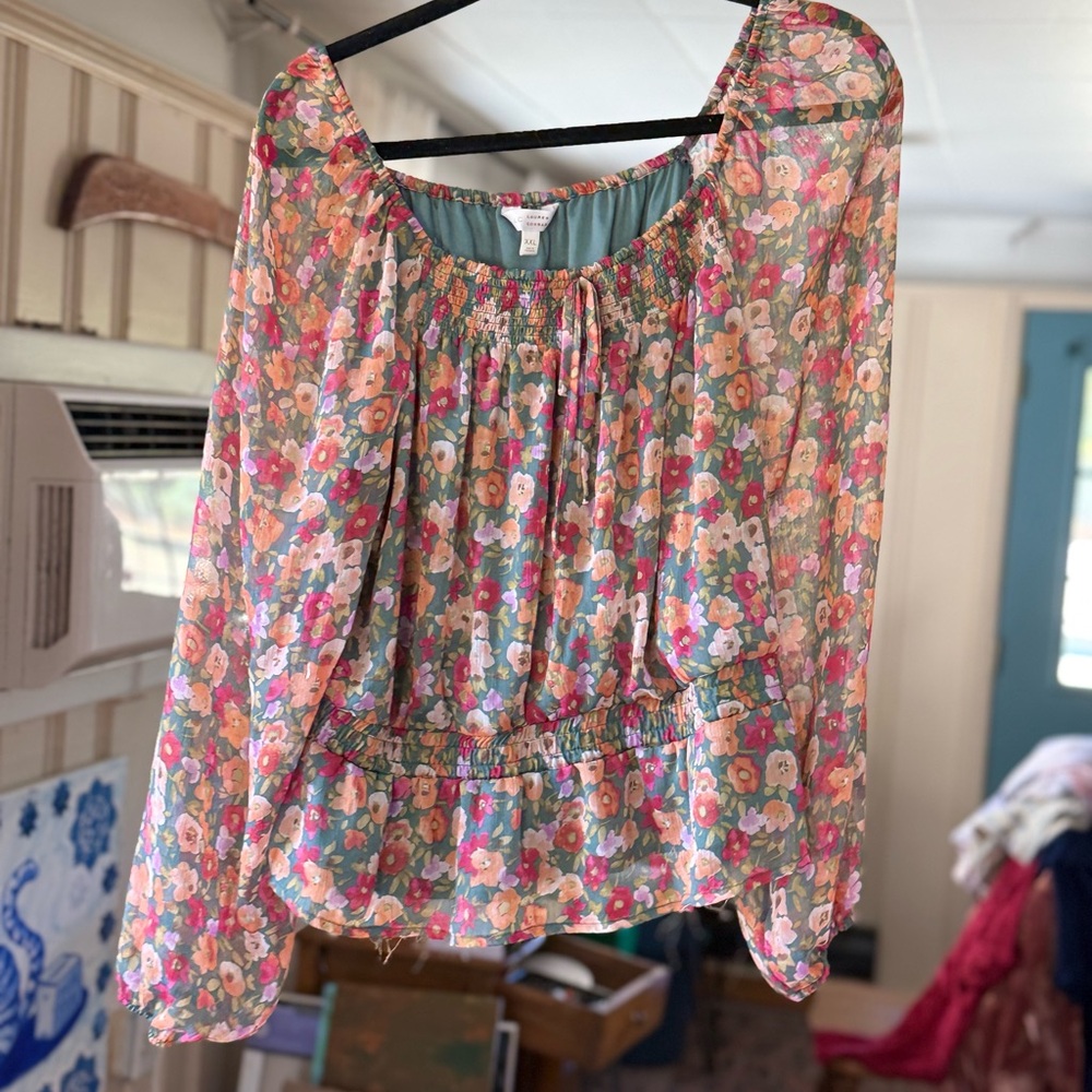 LC Lauren Conrad Multicolor Floral Blouse